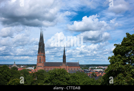 La cathédrale gothique d'Uppsala. La Suède. Banque D'Images