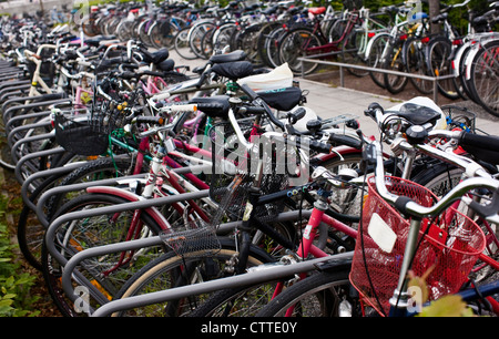 Rangées de bicyclettes. Uppsala, Suède. Banque D'Images