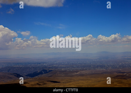 Vue du Mt. Chakaltaya La Paz en distance, Calahuyo, la Bolivie, les Andes, en Amérique du Sud, Banque D'Images
