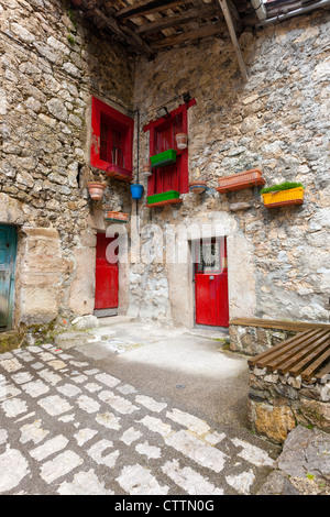 Bulnes (El Castillo), Cabrales, parc national des Picos de Europa, Asturias, Espagne Banque D'Images