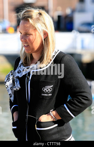 Nouvelle-zélande Voile Olympiade d'hiver de la LEP à Weymouth interviewé avant le début des Jeux de 2012 Banque D'Images