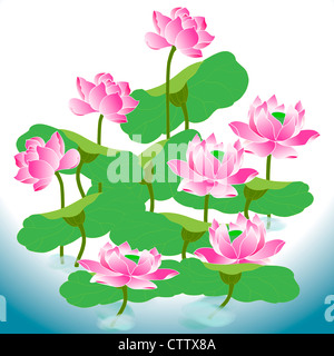 Très belle orientale dans une fleur de lotus il domaine de l'eau Banque D'Images