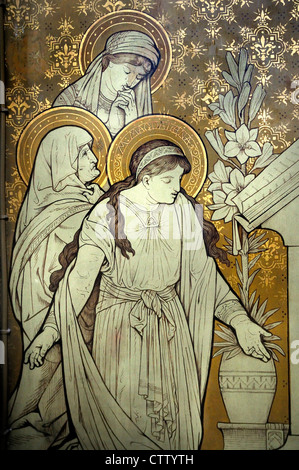 Kortrijk, Belgique. Sint Maartenskerk / l'église St Martin. Plâtre peint sur scène (J van der Plaetsen / Messeyen, 1889) E. Banque D'Images