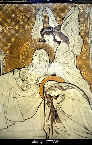 Kortrijk, Belgique. Sint Maartenskerk / l'église St Martin. Plâtre peint sur scène (J van der Plaetsen / Messeyen, 1889) E. Banque D'Images