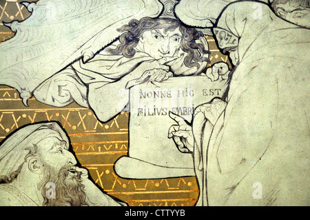 Kortrijk, Belgique. Sint Maartenskerk / l'église St Martin. Plâtre peint sur scène (J van der Plaetsen / Messeyen, 1889) E. Banque D'Images