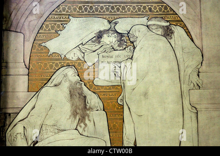 Kortrijk, Belgique. Sint Maartenskerk / l'église St Martin. Plâtre peint sur scène (J van der Plaetsen / Messeyen, 1889) E. Banque D'Images