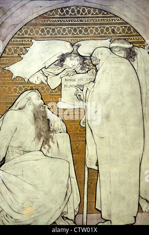 Kortrijk, Belgique. Sint Maartenskerk / l'église St Martin. Plâtre peint sur scène (J van der Plaetsen / Messeyen, 1889) E. Banque D'Images