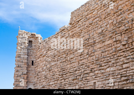 Mur en pierre de brique de l'antique château de Kerak crusader, Jordanie Banque D'Images