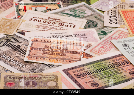 Old German notes (ou l'argent d'urgence notgeld) Banque D'Images