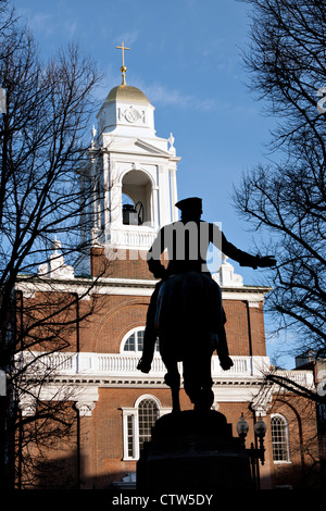 Monument de Paul Revere dans North End Bostons sur le Freedom Trail. Banque D'Images