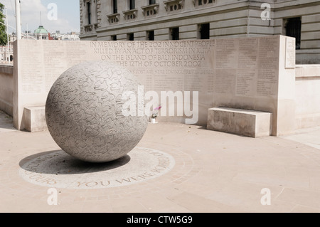 L'attentat de Bali monument par le Churchill War Rooms sur Horse Guard Lane par Saint James Park. Banque D'Images