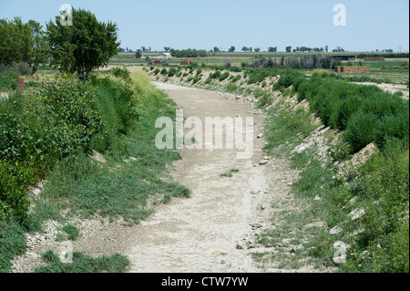 Canal de l'amitié s'assécha par suite de la sécheresse de Lamar, Colorado. Banque D'Images