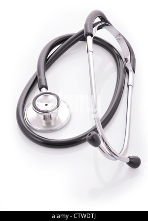 Stéthoscope médical médecins isolé sur fond blanc Banque D'Images
