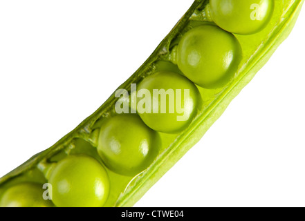 Pois vert isolé sur un fond blanc, sauvé clipping path Banque D'Images