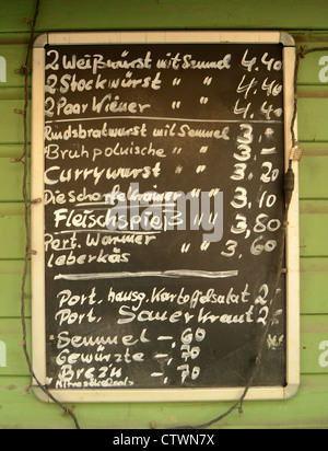 Un menu à un jardin de la bière Banque D'Images