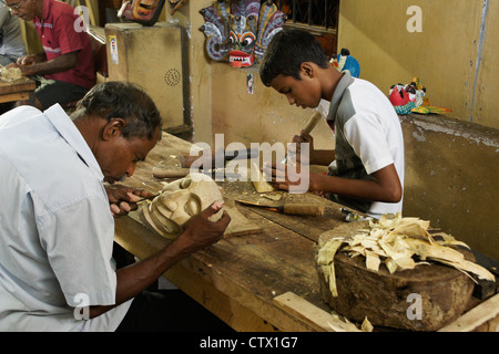 Atelier pour la danse, les masques en bois sculpté, Sri Lanka Ambalangoda Banque D'Images