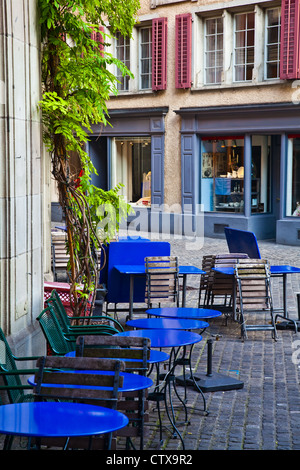 Une scène paisible le long Neumarktstrasse à Zurich, Suisse Banque D'Images