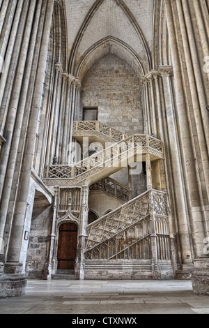 L'Escalier des libraires (escalier de la Librairie) dans la Cathédrale de Rouen, Normandie, France Banque D'Images