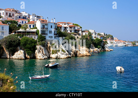 Plakes Sporades Skiathos Pointe Voir l'île de la Mer Égée Grèce UE Union Européenne Europe Banque D'Images