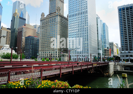 State Street Pont sur la rivière Chicago. Banque D'Images