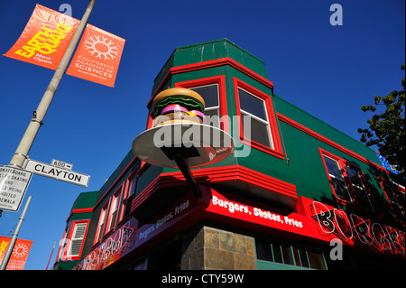 Exhorte en sortie d'hamburger Haight Ashbury CA Banque D'Images