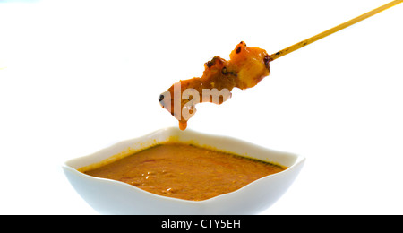 Délicieux satay de poulet en brochettes Banque D'Images