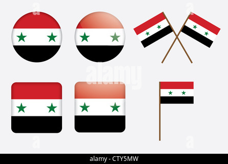 Set de badges avec le drapeau de la Syrie illustration Banque D'Images