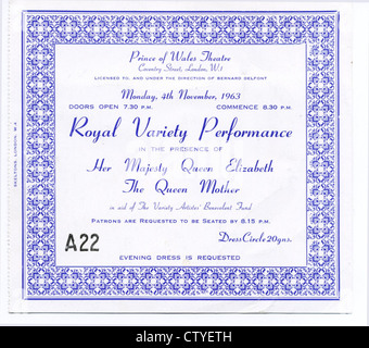 000761 - Les Beatles Royal Variety Performance Billet à partir de 4 Novembre 1963 Banque D'Images