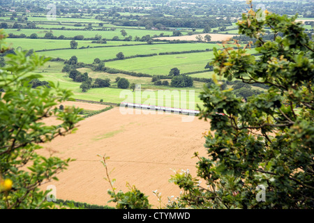 Vue sur la Plaine du Cheshire, Château de Beeston Cheshire, Royaume-Uni Banque D'Images