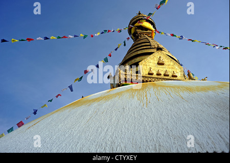 Swayambhunath Stupa - le lieu le plus sacré du bouddhisme tibétain stupa (Vajrayana). Katmandou, Népal Banque D'Images