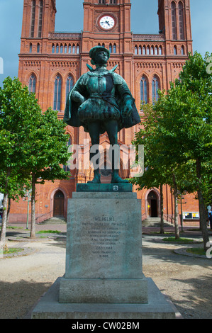 Statue de Guillaume I à la place du château Schlossplatz Altstadt la vieille ville Wiesbaden Ville État de Hesse Allemagne Europe Banque D'Images