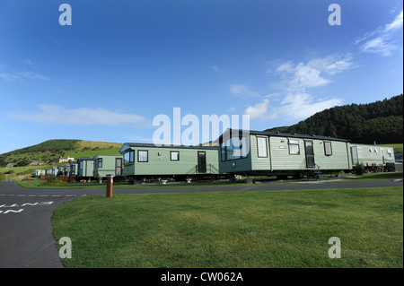 Mobile maison de vacances à Clarach Bay au pays de Galles Royaume-Uni. Mobile maison de vacances static caravanes caravane site Welsh Britain Royaume-Uni Banque D'Images