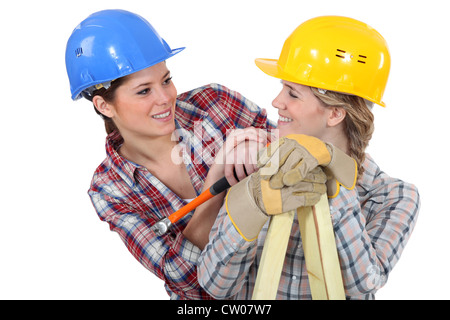 Deux travailleurs de la construction Banque D'Images