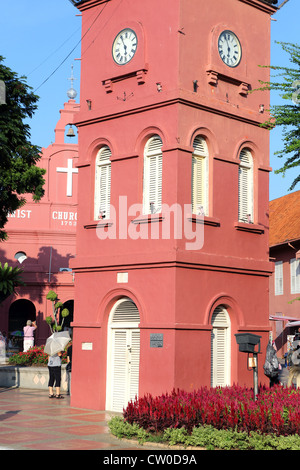 Melaka Tour de l'horloge et l'Église du Christ. Banque D'Images