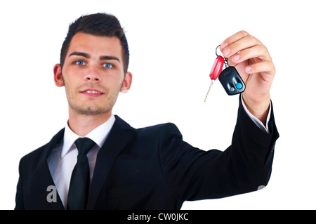 L'homme d'affaires isolées avec des clés de voiture Banque D'Images