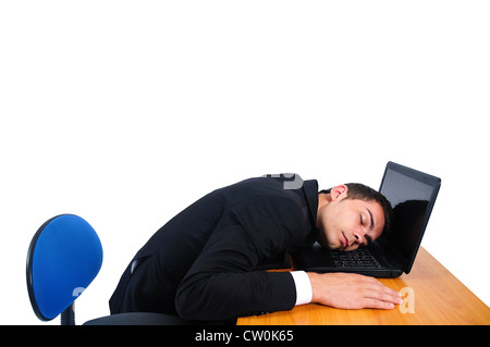 Les jeunes isolés business man sleeping Banque D'Images