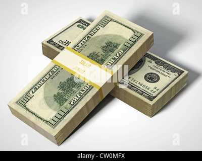 Cent dollars canadiens notes isolé sur fond blanc Banque D'Images