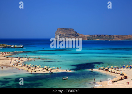 Balos (Gramvousa) plage sur la côte de l'île de Crète norhwest, dans la préfecture de Chania, Grèce. Banque D'Images