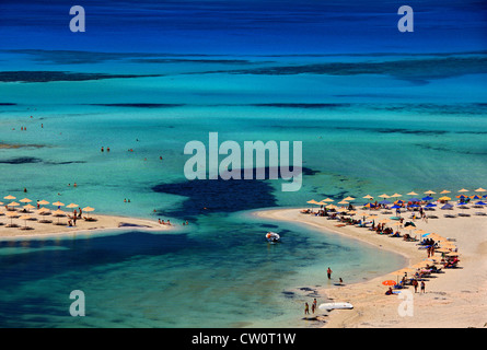 Balos (Gramvousa) plage sur la côte de l'île de Crète norhwest, dans la préfecture de Chania, Grèce. Banque D'Images