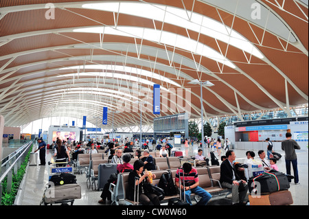 L'intérieur de l'aéroport de Pudong Banque D'Images