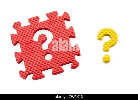 Question mark puzzle isolated over white Banque D'Images
