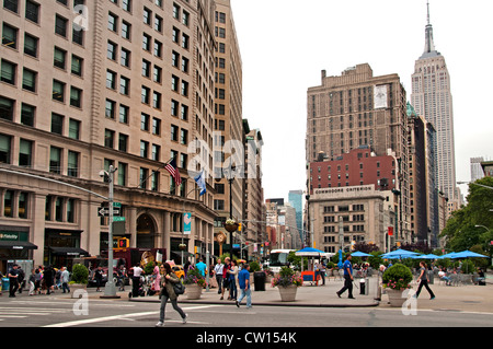 Flatiron Building, District Broadway, 5th Avenue, Manhattan New York, Banque D'Images