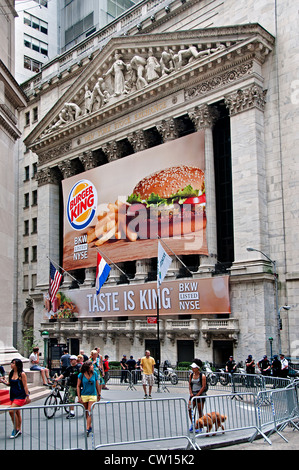 Burger King, Fast Food Restaurant Le New York Stock Exchange Wall Street à Manhattan Banque D'Images