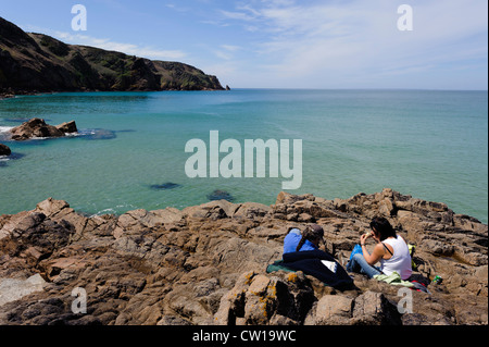 Plémont Bay, île de Jersey, Channel Islands Banque D'Images