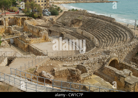 Amphithéâtre romain, Site du patrimoine mondial de l'UNESCO, Tarragone, Catalogne, Espagne Banque D'Images