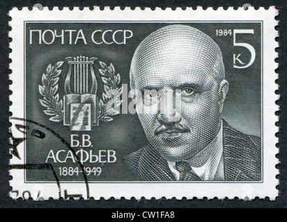 Urss - circa 1984 : timbres-poste imprimés dans l'URSS, l'illustre compositeur soviétique B.V. Asafyev, vers 1984 Banque D'Images