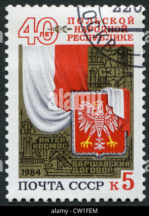 Urss - circa 1984 : timbres-poste imprimés dans l'URSS, dédié à la 40 ème anniversaire de la République populaire de Pologne Banque D'Images