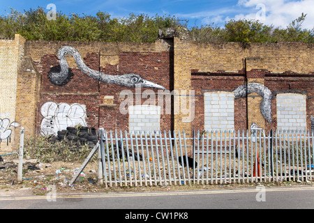 Street Art Par Roa, Pedley Street près de Brick Lane, London, England, UK. Banque D'Images