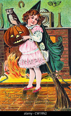 Girl with pumpkin Banque D'Images