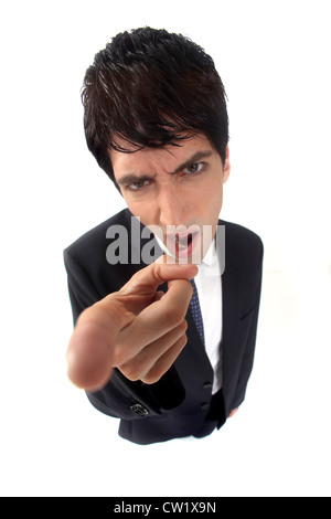 Angry businessman avec distorsion de la figure Banque D'Images